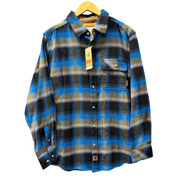 Legendary Whitetails Shirt Mens Medium Buck Camp Flannel Cobalt Blue Plaid NEW - Picture 1 of 12